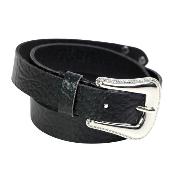 Urban Outfitters BLACK REAL LEATHER 7/8"Wd DRESS CASUAL CLASSIC BELT Sz S (M23 - Picture 1 of 13
